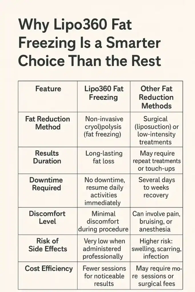Is it possible to permanently freeze fat cells? 2 Table showing benefits of fat freezing to remove fat cells Doancaster from Lipo 360