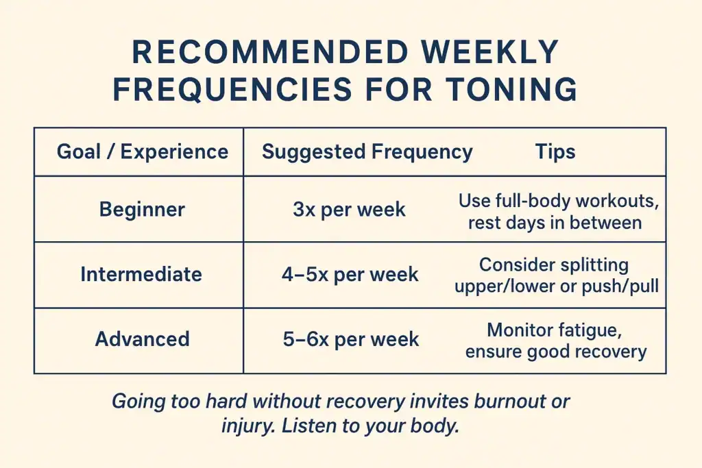 Achieving the Perfect Tone: How Often Should You Exercise for Results? 2 Graphic to show how often you should do exercise to help with toning Doancaster